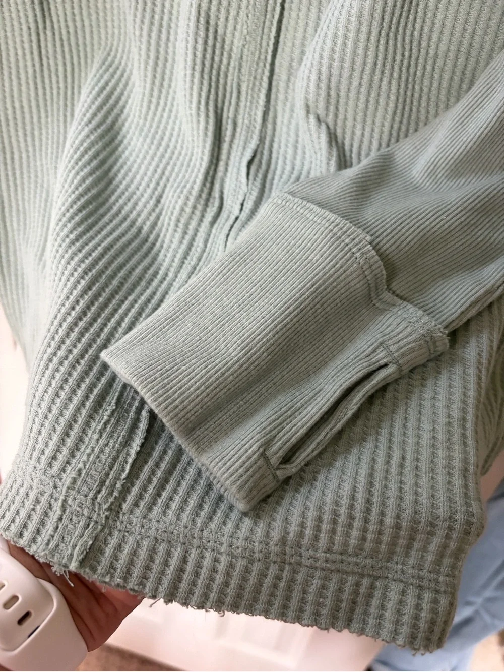 NWT Free People iceberg Green Ribbed Crewneck M